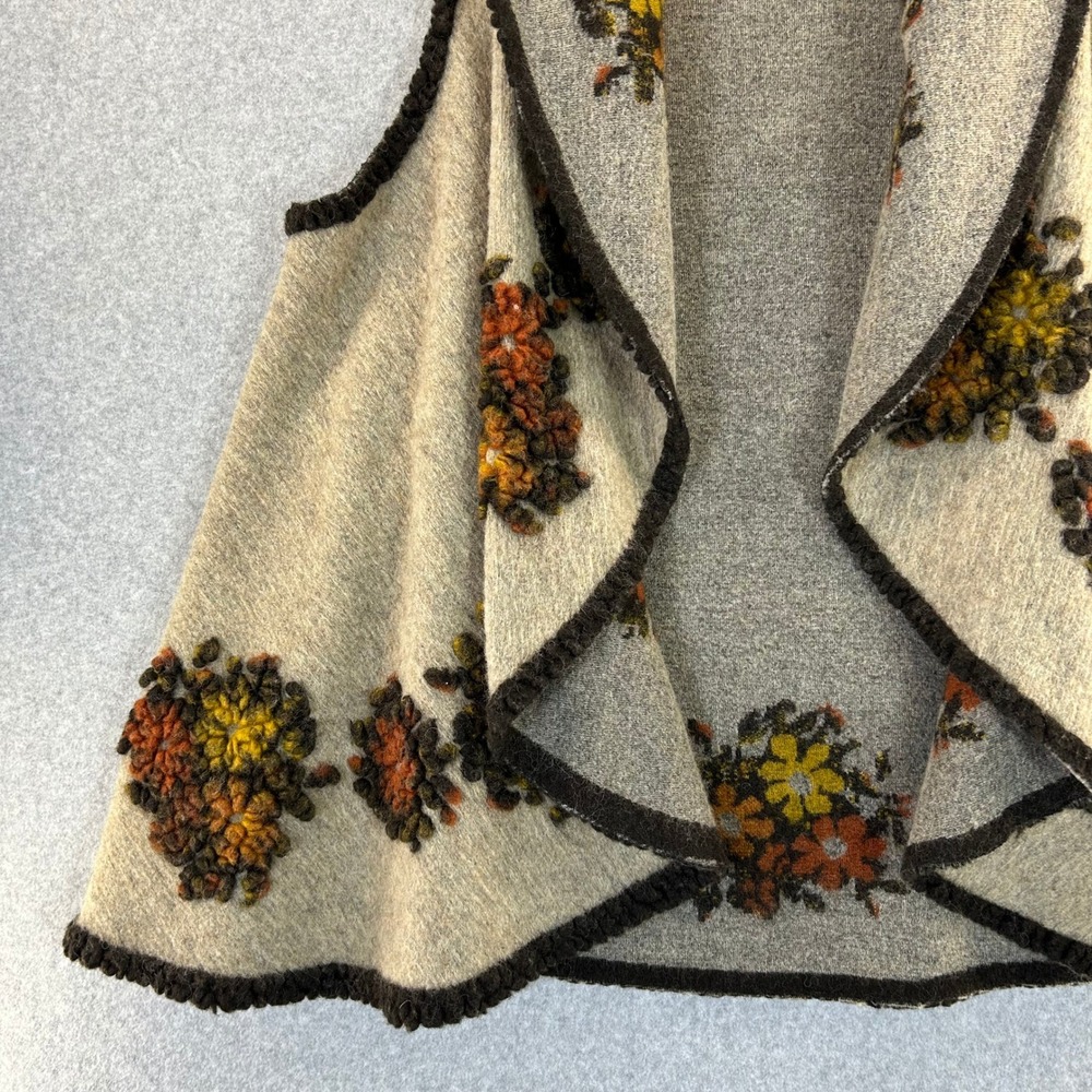 Boho Floral‎ Knit Vest Brown Neutrals Sleeveless Open Front Cardigan Womens OS - Picture 5 of 15